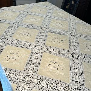 Vintage Crochet table cloth or coverlet